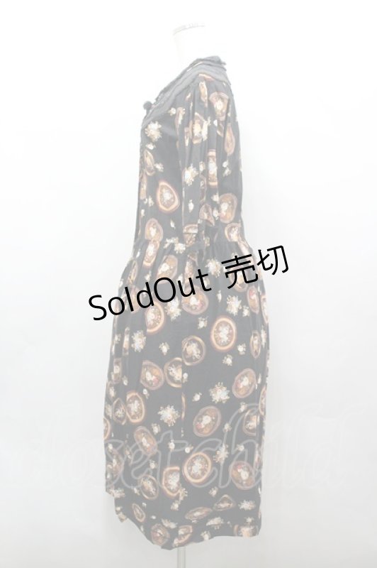 画像2: KANEKO ISAO / カメオ総柄ワンピース  黒 I-26-04-20-087-EL-OP-SA-ZI (2)