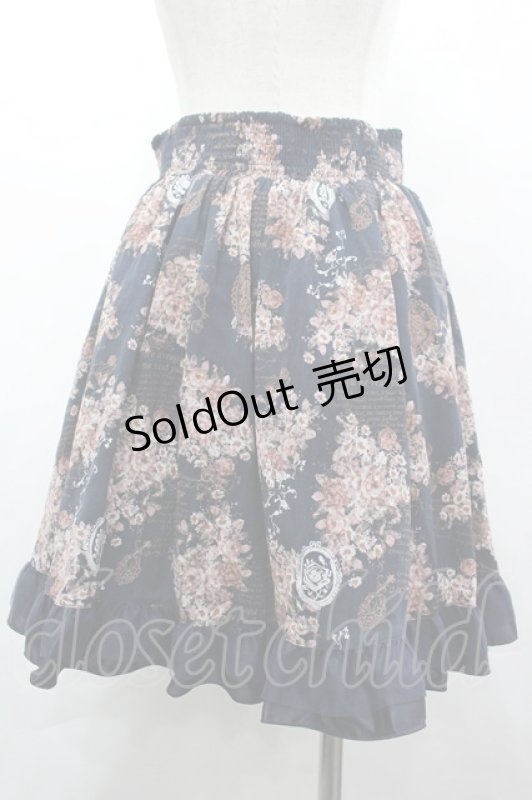 画像2: axes femme / メッセージ×花柄スカート M ネイビー I-26-04-20-105-AX-SK-SA-ZI (2)