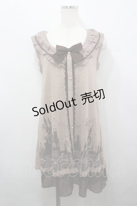 画像1: axes femme / お城柄チュニック  ピンクＸブラウン I-26-04-20-021-AX-OP-SA-ZI (1)