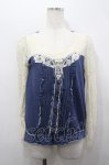 画像1: axes femme / レース切り替えビスチェ風トップス  青Ｘアイボリー I-26-04-20-025-AX-TO-SA-ZI (1)