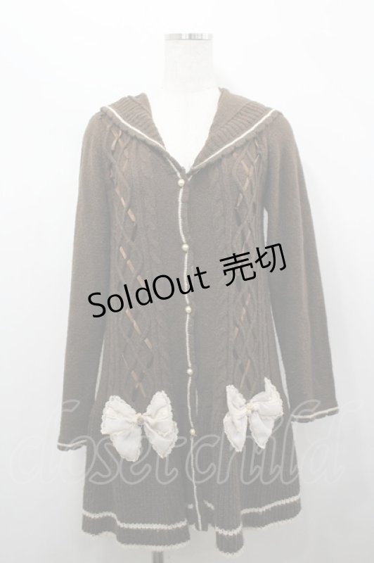 画像1: axes femme / ビッグリボンニットカーデ  ブラウン I-26-04-20-030-AX-TO-SA-ZI (1)