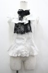 画像1: MARBLE / レースリボンジャボ付きノースリーブブラウス  白Ｘ黒 I-26-04-22-004-GO-BL-SA-ZI (1)