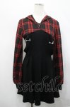 画像1: PUNK RAVE / チェックフードワンピース  赤チェックＸ黒 I-26-04-22-059-PU-OP-SA-ZI (1)