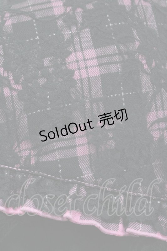 画像3: H jelly / チェック襟ノースリーブワンピース  黒Ｘピンク I-26-04-22-060-HN-OP-SA-ZI (3)