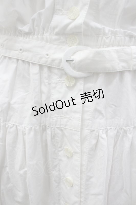 画像4: KANEKO ISAO / カメリア刺繍前開き半袖ワンピース  白 I-26-04-22-071-EL-OP-TE-ZI (4)