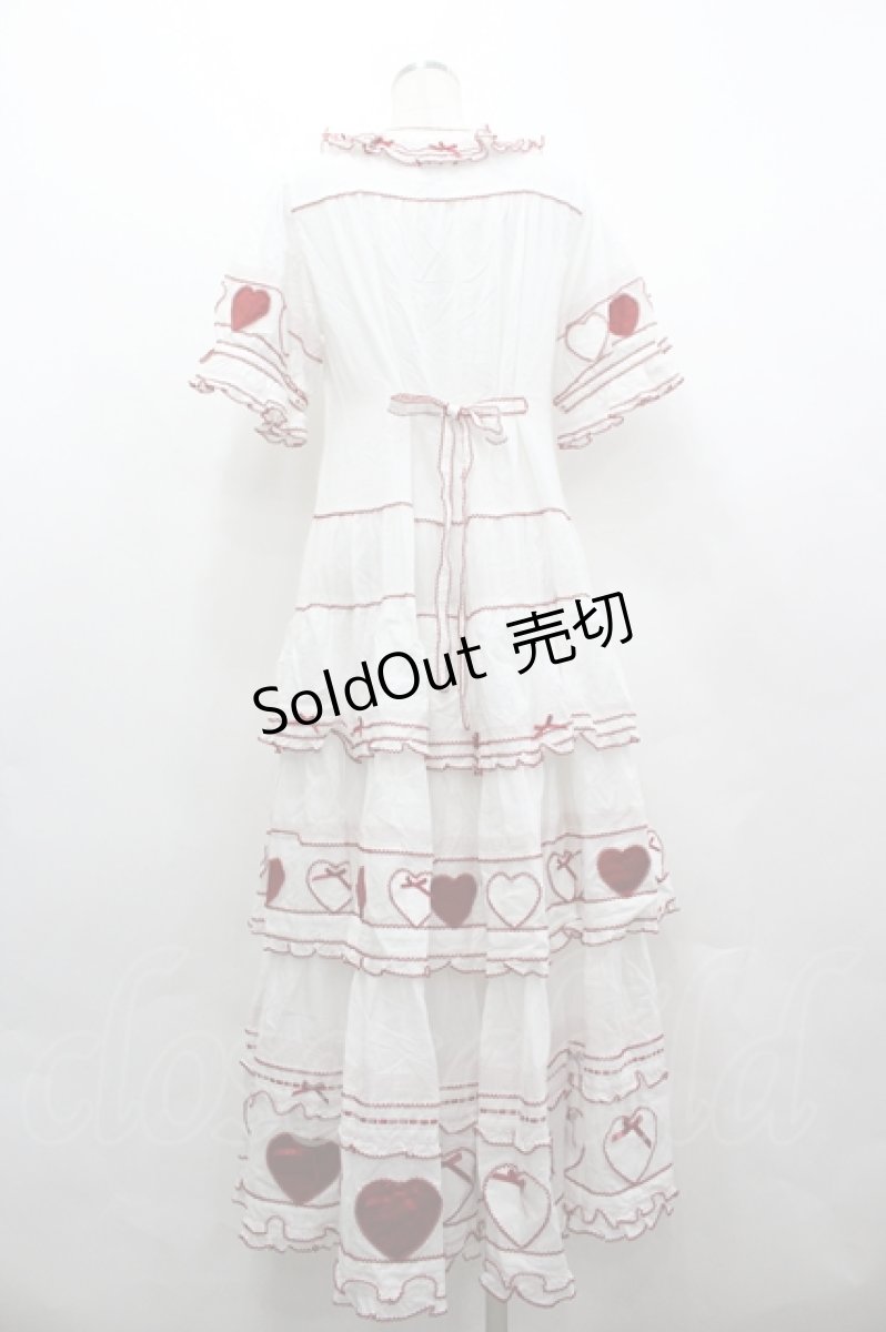 画像2: PINK HOUSE / 関西限定ハートパッチワークワンピース  白Ｘ赤 I-26-04-22-072-LO-OP-SA-ZI (2)