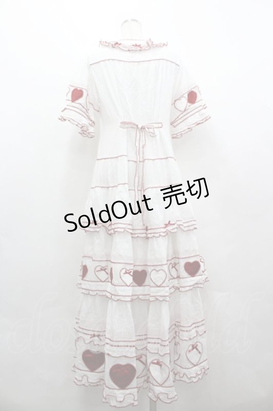 画像2: PINK HOUSE / 関西限定ハートパッチワークワンピース  白Ｘ赤 I-26-04-22-072-LO-OP-SA-ZI (2)
