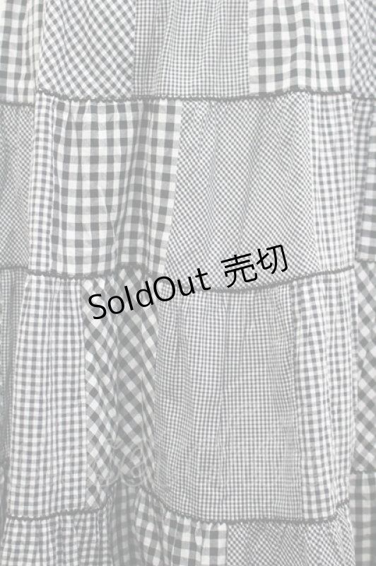 画像3: PINK HOUSE / ギンガムチェックパッチワークスカート  黒×白 I-26-04-22-075-LO-SK-TE-ZI (3)