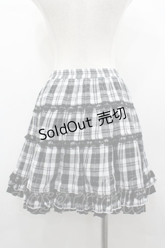 画像2: PUTUMAYO / チェックレーススカート  黒Ｘ白チェック I-26-04-22-087-PT-SK-SA-ZI (2)