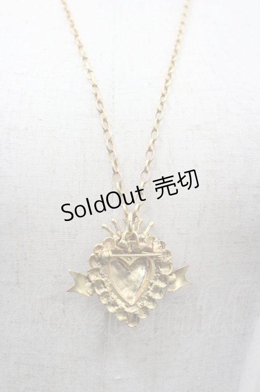 画像2: MILK / Sweet Heartブローチネックレス  黒ｘゴールド I-26-04-22-102-ML-AC-SA-ZI (2)