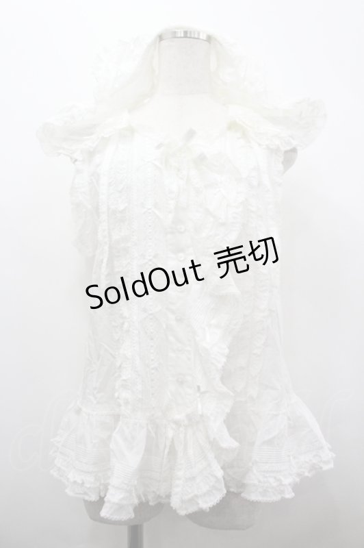 画像1: PINK HOUSE / うさぎの耳フード付きベストブラウス  白 I-26-04-22-011-LO-TO-SA-ZI (1)