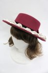 画像1: axes femme / カメオリボン付きカンカン帽  ボルドー I-26-04-22-123-AX-AC-SA-ZI (1)