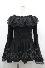画像1: ATELIER PIERROT / Shirring princess sleeve blouse  黒 I-26-04-22-003-EL-BL-SA-ZI (1)