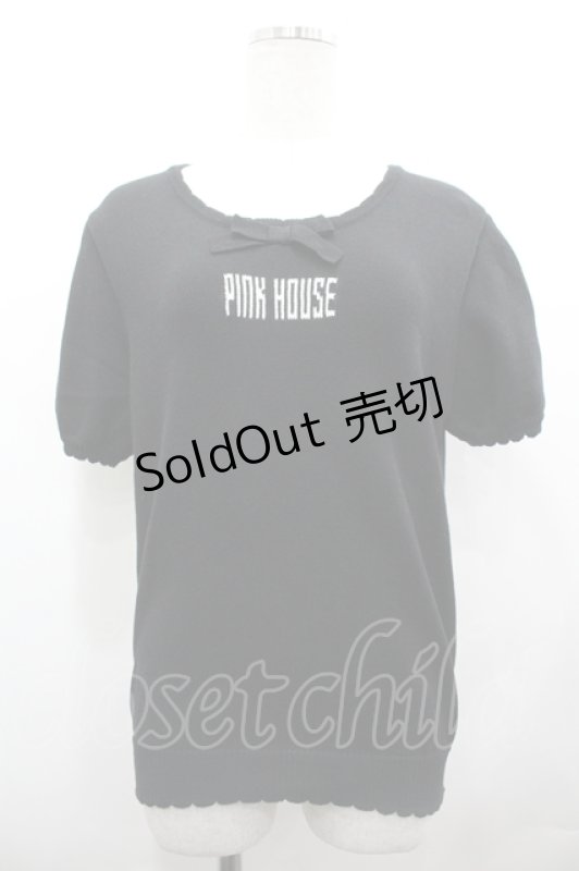 画像1: PINK HOUSE / ロゴリボンニット  ブラック I-26-04-22-023-LO-TO-SA-ZI (1)