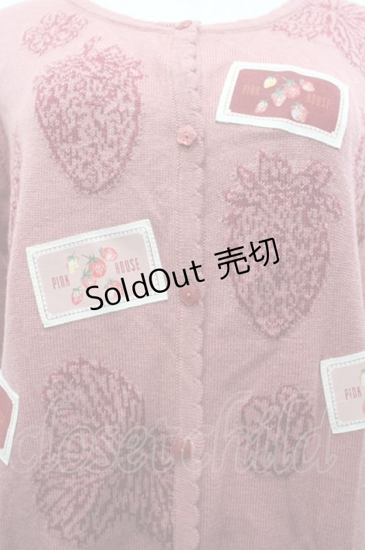 画像3: PINK HOUSE / いちごモチーフ編み込みニットカーディガン  ピンク I-26-04-22-025-LO-TO-SA-ZI (3)