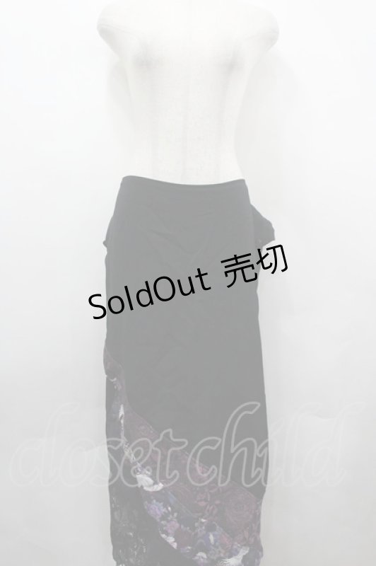 画像1: Qutie Frash / スナップボタンデザインスカート  黒Ｘ紫 I-26-04-24-051-QU-SK-SA-ZI (1)