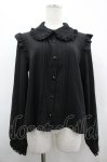画像1: DearMyLove / レース襟&フロントピンタック長袖ブラウス 3L 黒 I-26-04-24-007-EL-BL-SA-ZI (1)
