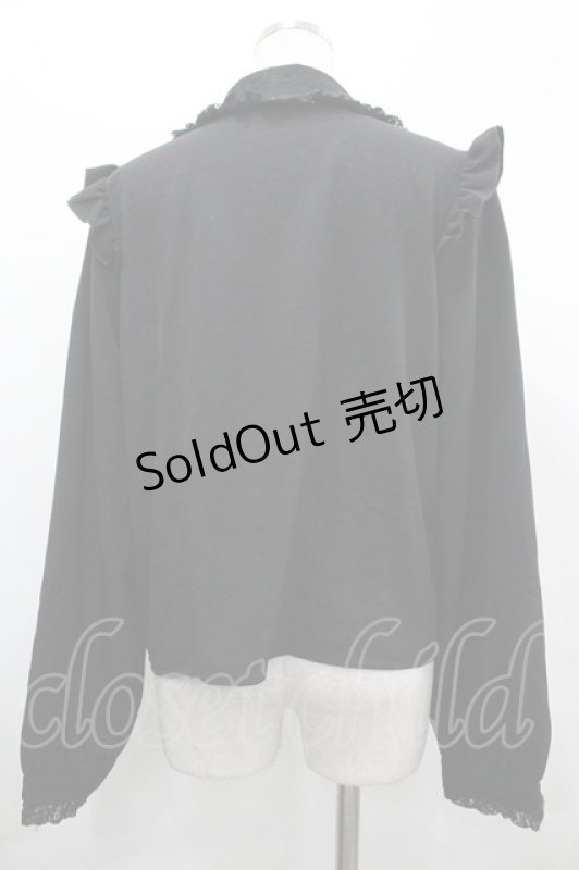 画像2: DearMyLove / レース襟&フロントピンタック長袖ブラウス 3L 黒 I-26-04-24-007-EL-BL-SA-ZI (2)