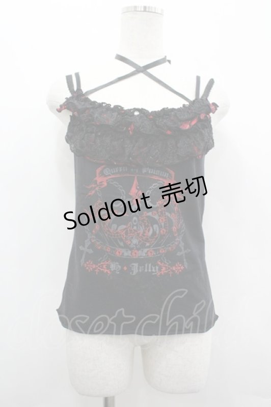 画像1: H jelly / 王冠&蛇ptキャミソール  ブラック×レッド I-26-04-24-013-HN-TO-SA-ZI (1)