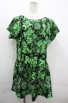 画像1: SUPER LOVERS / 総柄半袖カットワンピース  黒Ｘ緑 I-26-04-24-015-PU-OP-SA-ZI (1)