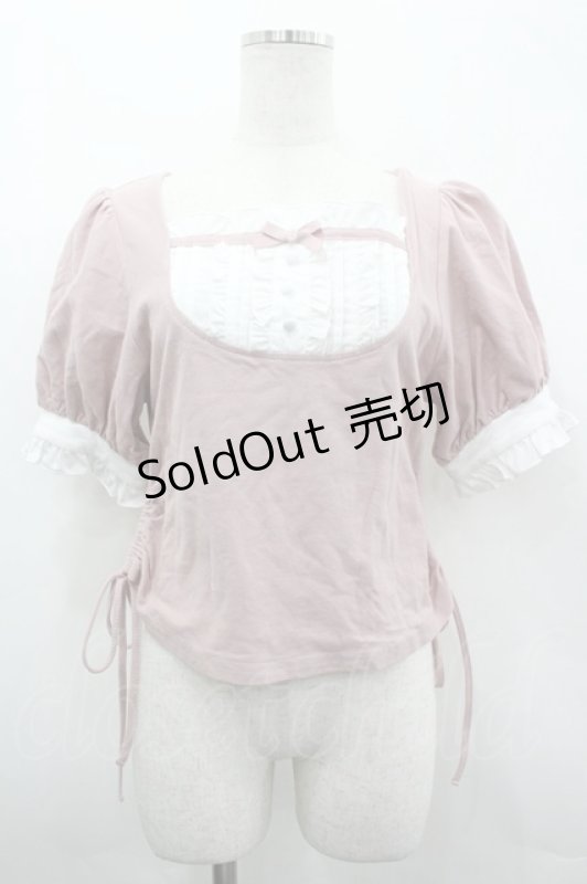 画像1: DearMyLove / フリルリボンカットソー L ピンクＸ白 I-26-04-24-003-EL-TO-SA-ZI (1)