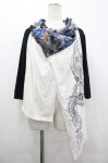 画像1: Qutie Frash / 和柄スカーフデザインカーディガン  白Ｘ青Ｘ黒 I-26-04-24-031-QU-TO-SA-ZI (1)