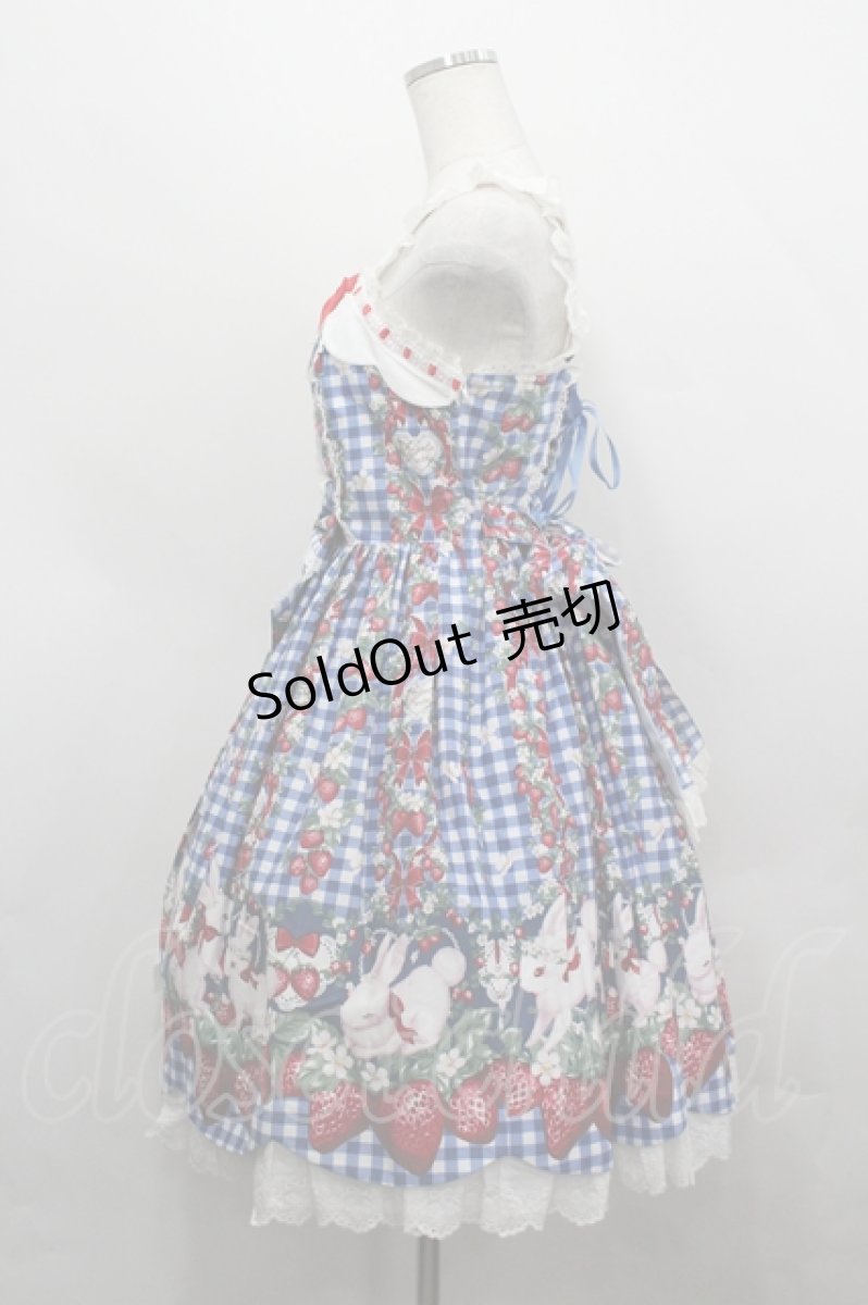画像2: Angelic Pretty / Ribbon Berry Bunnyジャンパースカート  青 I-26-04-26-036-AP-OP-SA-ZI (2)