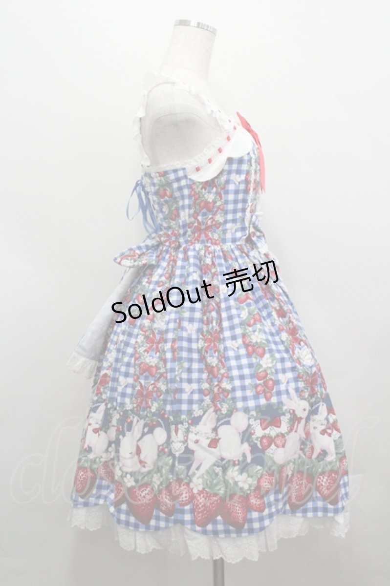画像4: Angelic Pretty / Ribbon Berry Bunnyジャンパースカート  青 I-26-04-26-036-AP-OP-SA-ZI (4)