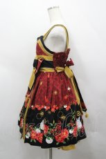 画像2: metamorphose / 風花のゆきうさぎタックジャンパースカート  赤 I-26-04-26-040-ME-OP-SA-ZI (2)