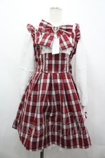 画像1: DearMyLove / ドッキング風フリルハートリボンワンピース M 赤チェック I-26-04-26-052-EL-OP-SA-ZI (1)
