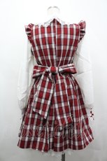 画像2: DearMyLove / ドッキング風フリルハートリボンワンピース M 赤チェック I-26-04-26-052-EL-OP-SA-ZI (2)