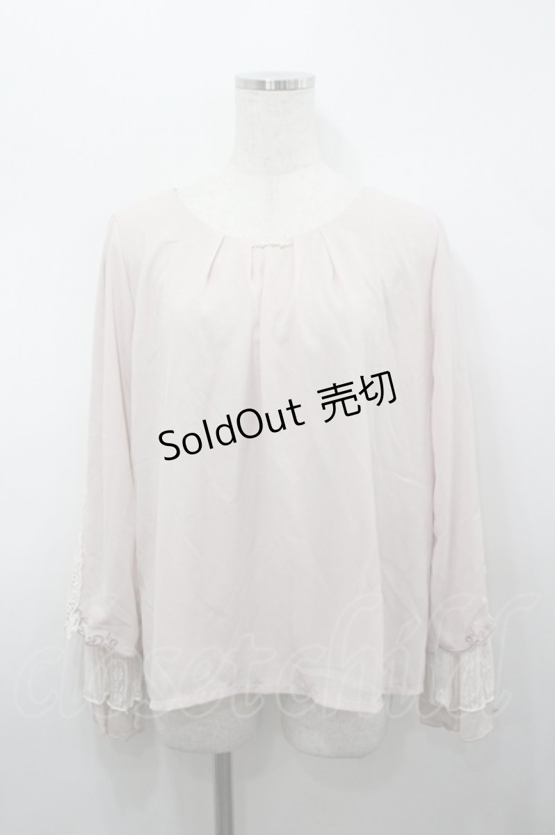 画像1: axes femme / 袖レースシフォンプルオーバー  ピンク I-26-04-26-007-AX-TO-SA-ZI (1)