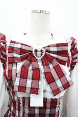画像3: DearMyLove / ドッキング風フリルハートリボンワンピース M 赤チェック I-26-04-26-052-EL-OP-SA-ZI (3)