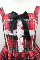 画像3: Eri Aino's collaboration / TTAINリボンレースジャンパースカート M 赤チェック I-26-04-26-053-PU-OP-SA-ZI (3)