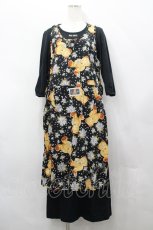 画像1: PINK HOUSE / 勿忘草&くまタブリエ付カットソーワンピース  黒 I-26-04-26-063-LO-OP-TE-ZI (1)