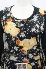 画像8: PINK HOUSE / 勿忘草&くまタブリエ付カットソーワンピース  黒 I-26-04-26-063-LO-OP-TE-ZI (8)