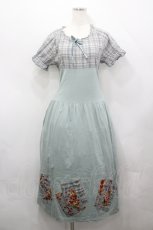 画像1: PINK HOUSE / チェリー柄パッチワークカットソーワンピース  サックス I-26-04-26-065-LO-OP-TE-ZI (1)