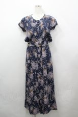画像1: PINK HOUSE / 勿忘草柄裾プリーツワンピース  紺 I-26-04-26-069-LO-OP-TE-ZI (1)