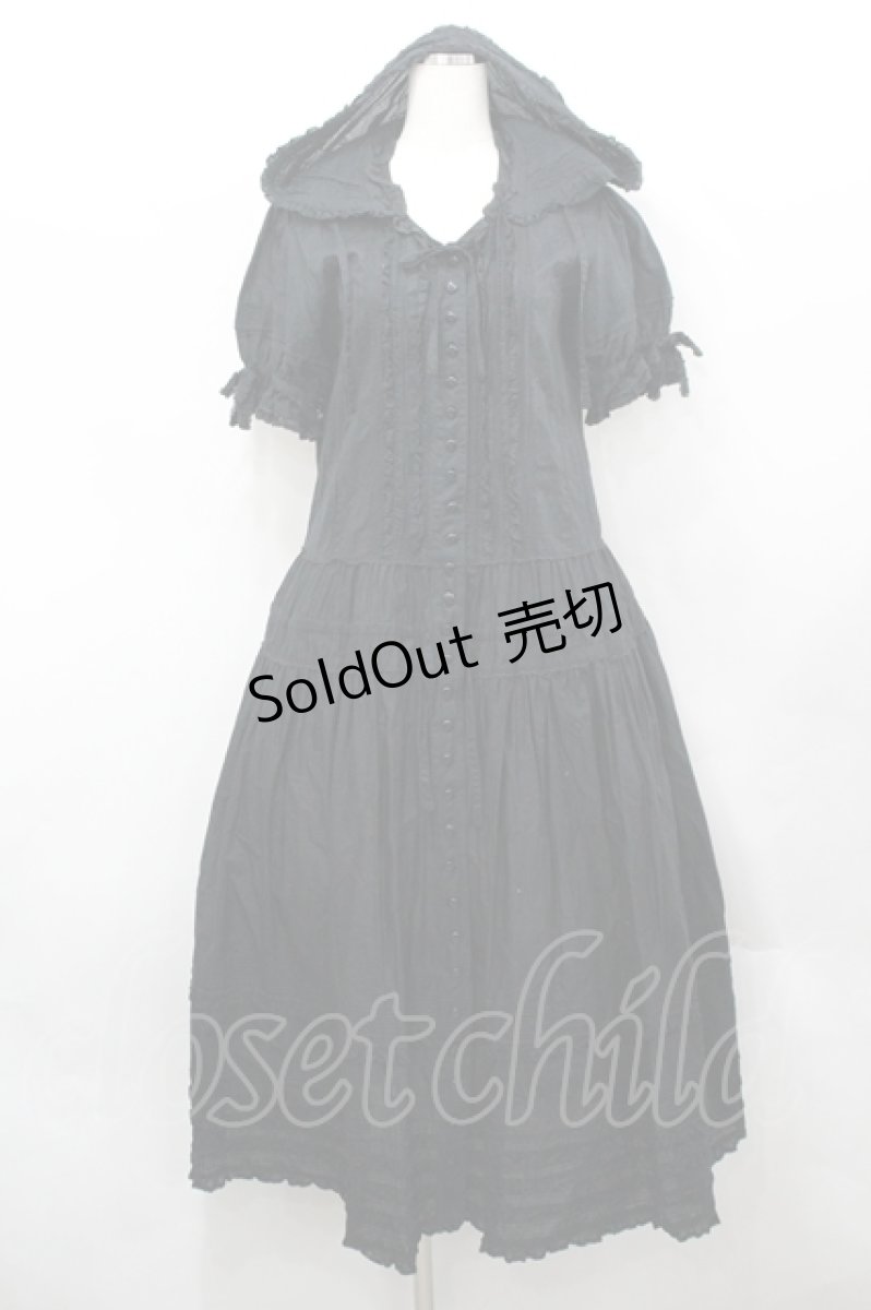 画像1: PINK HOUSE / フード付ティアードワンピース  黒 I-26-04-26-071-LO-OP-TE-ZI (1)