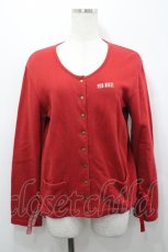 画像1: PINK HOUSE / ロゴミニブーケゼッケンスナップボタンカーディガン  赤 I-26-04-26-072-LO-TO-TE-ZI (1)