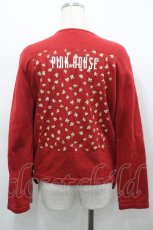 画像2: PINK HOUSE / ロゴミニブーケゼッケンスナップボタンカーディガン  赤 I-26-04-26-072-LO-TO-TE-ZI (2)