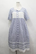 画像1: PINK HOUSE / コットンレース使いワンピース  青ストライプＸ白 I-26-04-26-074-LO-OP-SA-ZI (1)