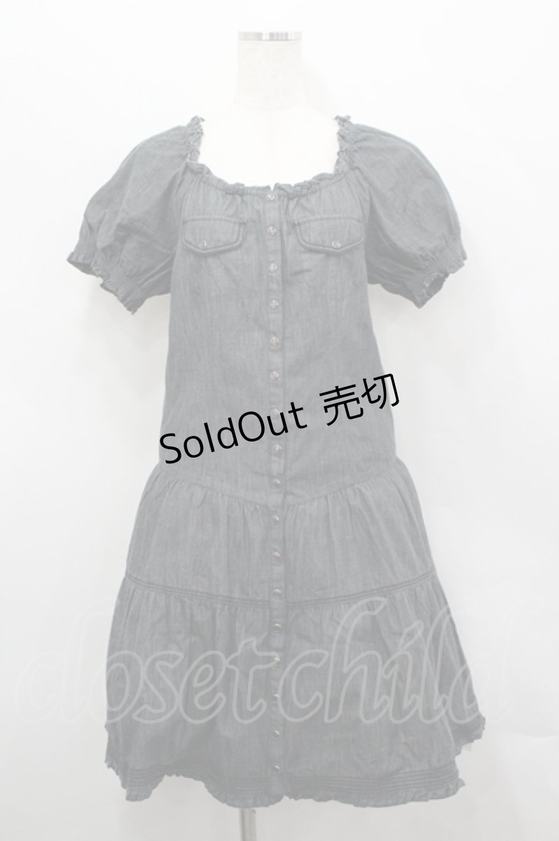 画像1: PINK HOUSE / スナップボタン半袖チュニックブラウス  黒デニム I-26-04-26-075-LO-BL-SA-ZI (1)