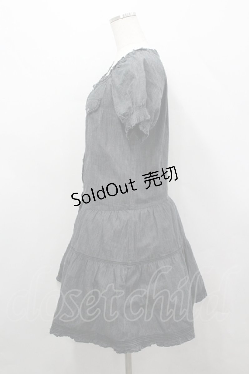 画像2: PINK HOUSE / スナップボタン半袖チュニックブラウス  黒デニム I-26-04-26-075-LO-BL-SA-ZI (2)