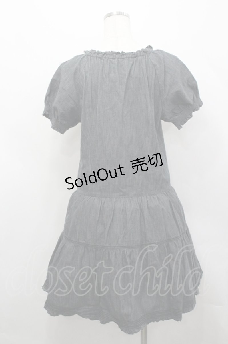 画像3: PINK HOUSE / スナップボタン半袖チュニックブラウス  黒デニム I-26-04-26-075-LO-BL-SA-ZI (3)