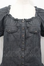 画像4: PINK HOUSE / スナップボタン半袖チュニックブラウス  黒デニム I-26-04-26-075-LO-BL-SA-ZI (4)