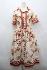 画像1: PINK HOUSE / チェックくまさんハート半袖ワンピース  アイボリー×赤 I-26-04-26-079-LO-OP-TE-ZI (1)