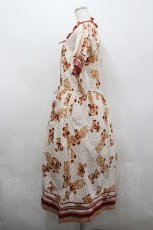 画像2: PINK HOUSE / チェックくまさんハート半袖ワンピース  アイボリー×赤 I-26-04-26-079-LO-OP-TE-ZI (2)