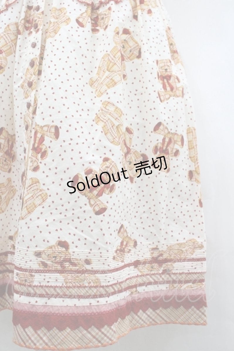 画像5: PINK HOUSE / チェックくまさんハート半袖ワンピース  アイボリー×赤 I-26-04-26-079-LO-OP-TE-ZI (5)