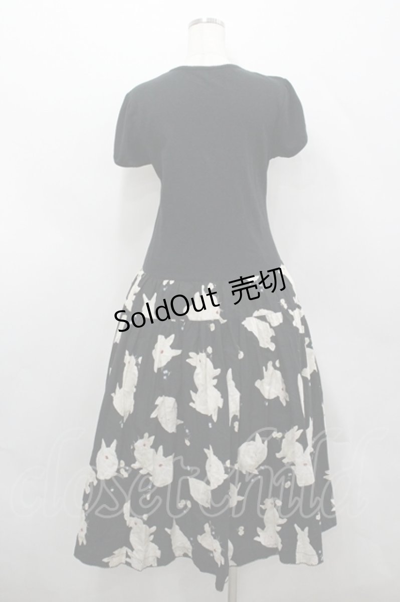 画像3: PINK HOUSE / うさぎさん総柄カットワンピース  黒Ｘ白 I-26-04-26-081-LO-OP-SA-ZI (3)